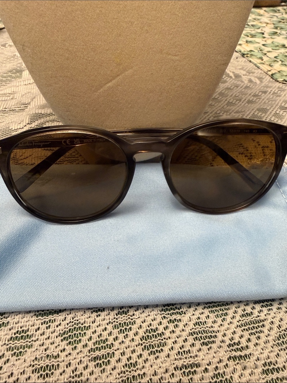 Salvatore Ferragamo SF911S Round Sunglasses Brown Gray Italy